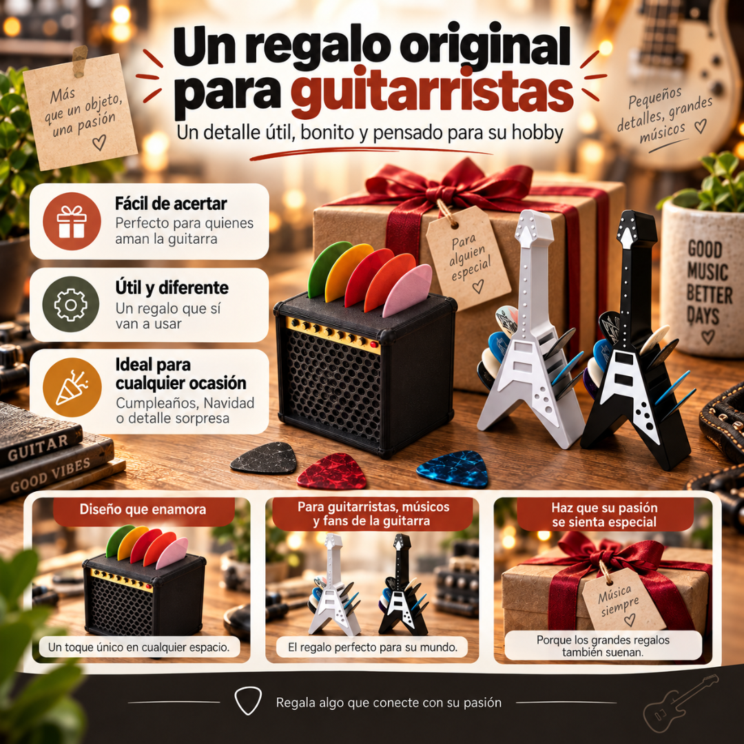 Soporte para púas de guitarra vintage portátil