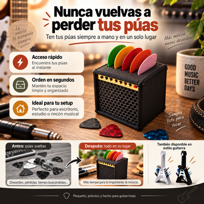 Soporte para púas de guitarra vintage portátil