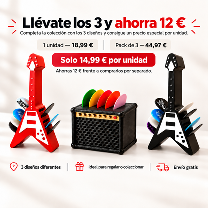 Soporte para púas de guitarra vintage portátil